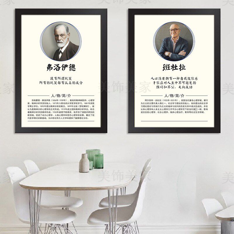 心理学家名人名言简介挂图宣传海报画定制马斯洛标语咨询室装饰画