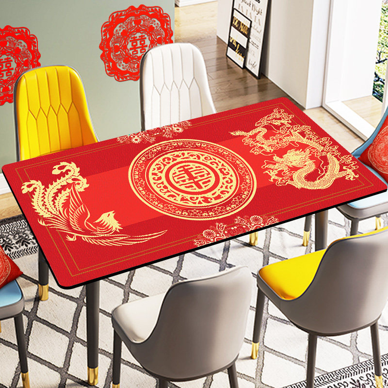 婚礼桌布防水防油PVC防烫免洗喜庆茶几餐桌垫皮革桌垫加厚定制