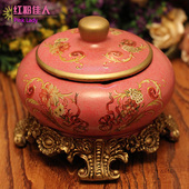 陶瓷家用卧室烟缸茶几 创意个性 客厅雪茄欧式 烟灰缸带盖大号复古