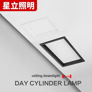 双头筒灯Led天顶灯嵌入式方形矩形走廊通道灯斯堪的纳维亚格栅灯1