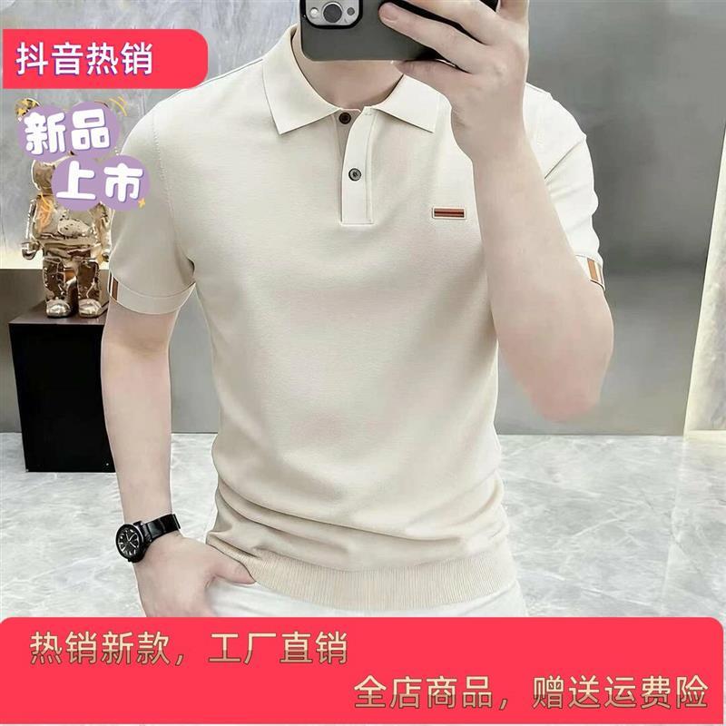 ZH男士轻奢2高档春夏款针织短袖polo衫时尚翻领透气半袖T恤上衣