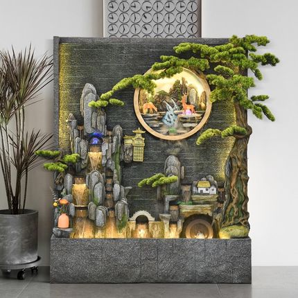 流水墙客厅瀑布室内装饰隔断屏风景观鱼缸玄关假山水景摆件水幕墙