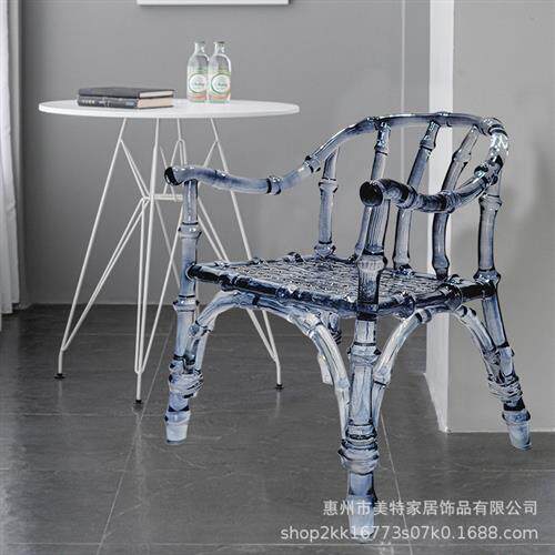 现代创意酒店别墅透明树脂餐椅办公室家居设计师椅子艺术轻奢靠椅