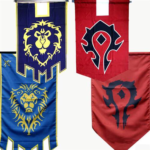 新款魔兽旗帜部落红色挂旗Flag 联盟旗帜世界海报挂画动漫周边批