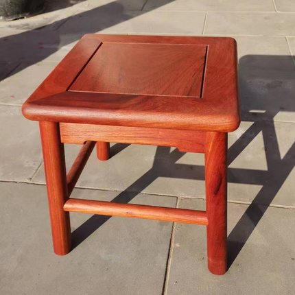 小方凳国标红木大果紫檀缅甸花梨中式榫卯整装儿童马扎板凳小凳子