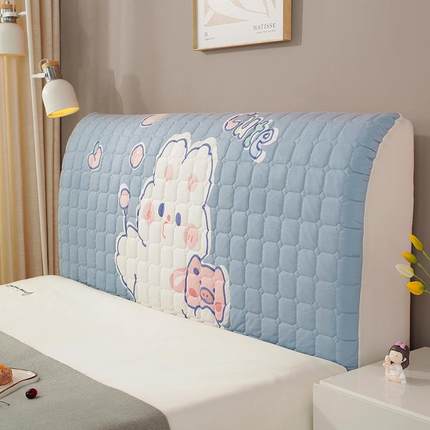 高级床头罩2024年新款高档木头床靠垫软包套罩全包可爱儿童公主风