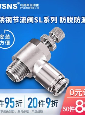 气动快插不锈钢节流阀BXGSL 4/6/8/10/12 M5/R01/R02/R03/R04/R06