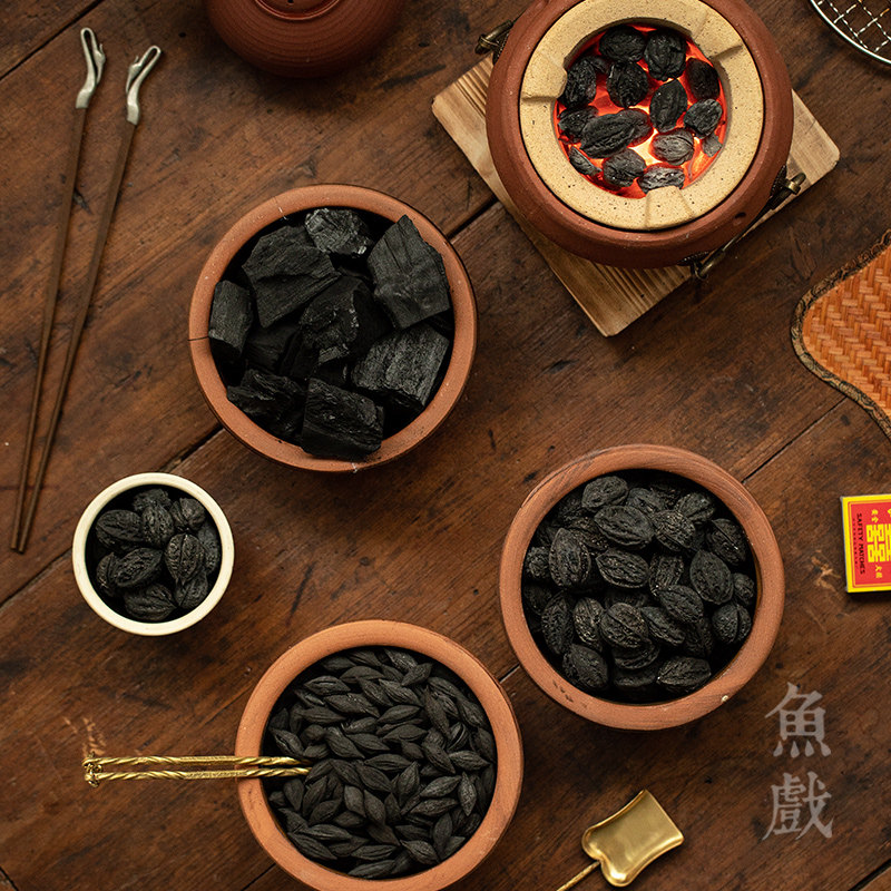功夫茶道茶果木炭核桃炭橄榄炭围炉煮茶炭炉烧烤碳无烟乌榄龙眼炭