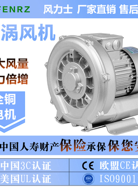 高压漩涡通风机鱼塘增氧旋涡式气泵污水处理吸附上料鼓风机380V22