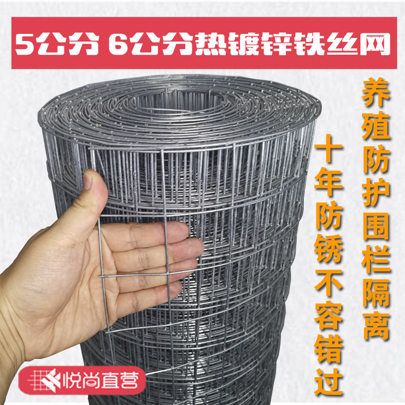 热镀锌钢丝网铁丝网围栏加粗养鸡护栏网围墙铁网5厘米网孔玉米网