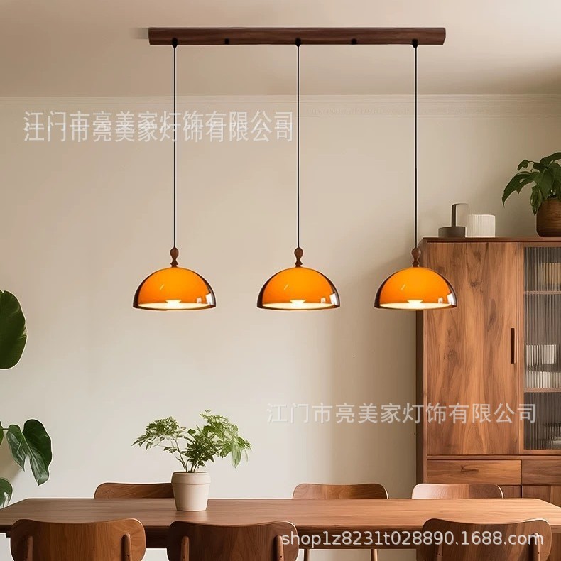 中古风餐厅吊灯三头2026年新款餐厅灯具法式复古饭厅吧台餐桌吊灯图片
