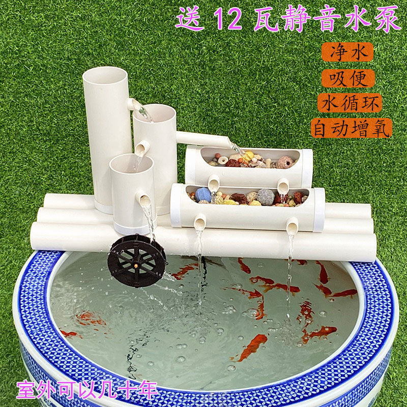 鱼缸流水循环过滤器家用多合一净水循环系统自动增氧静音流水摆件