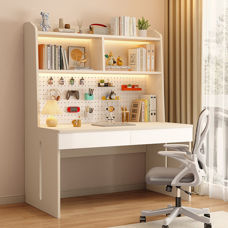 实木书桌书架一体桌学生家用儿童学习桌卧室洞洞板书柜组合电脑桌,住宅家具,电脑桌,淘宝优惠券,粉丝福利购,淘宝优惠卷