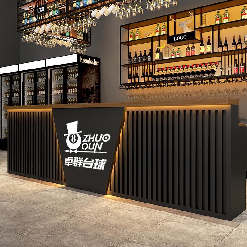 烧烤店铁艺酒吧转角吧台台球俱乐部前台接待柜台复古工业风收银台