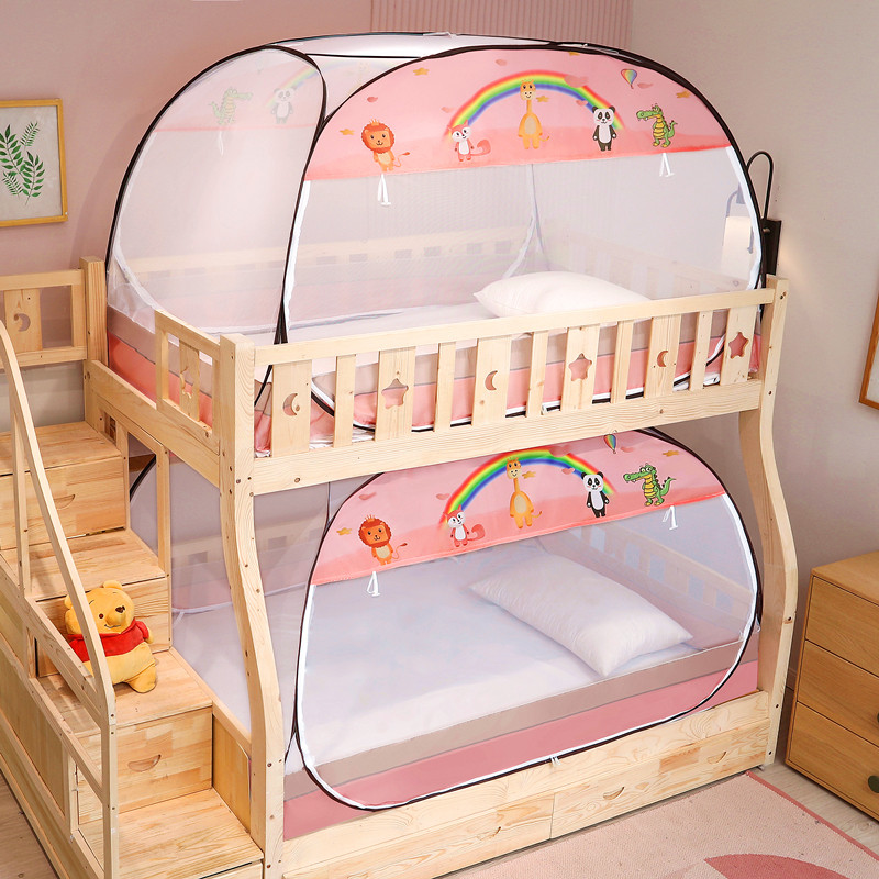 上下铺蚊帐家用蒙古包免安装高低子母床儿童折叠帐篷学生宿舍方顶