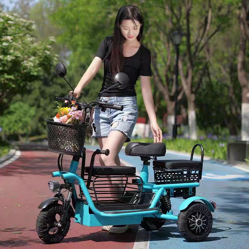 电动三轮车 代步车 小型家用接送孩子老年人 亲子休闲折叠电瓶车