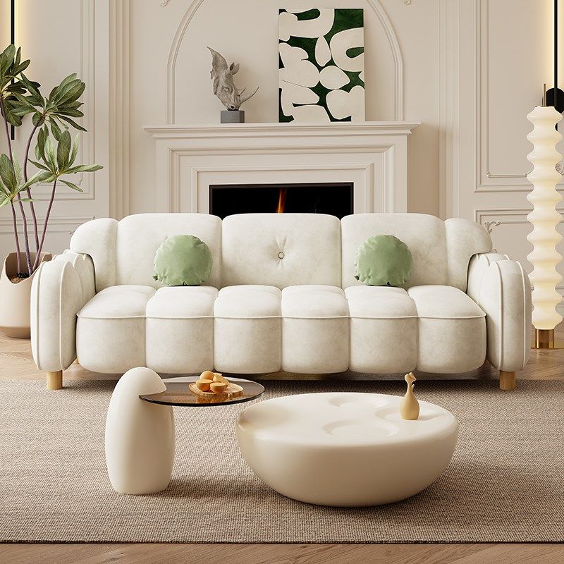 法式奶油风沙发云朵直排式复古牛油果绿色绒布客厅4人位布艺沙发,住宅家具,布艺沙发,淘宝优惠券,粉丝福利购,淘宝优惠卷