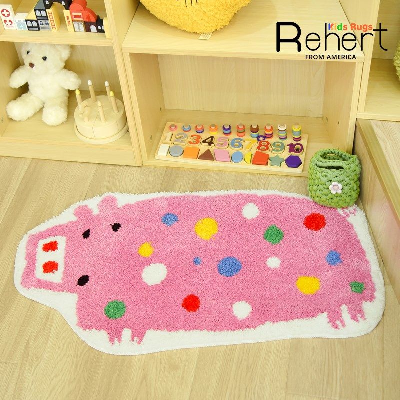 可水洗儿童房男女孩地垫毯植绒柔软防滑阅读区宝宝卧室猪猪床边毯,居家布艺,家用脚垫,淘宝优惠券,粉丝福利购,淘宝优惠卷