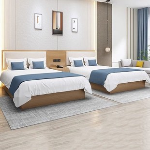 公寓宾馆专用床民宿床箱酒店家具标间全套定制快捷客房双人床工厂