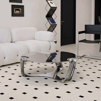 设计师爆款不锈钢镂空云朵茶几小户型家用样板房别墅异形电镀茶几