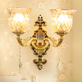 欧式 背景墙奢华水晶玻璃双头客厅卧室壁灯床头灯走廊楼梯过道壁灯