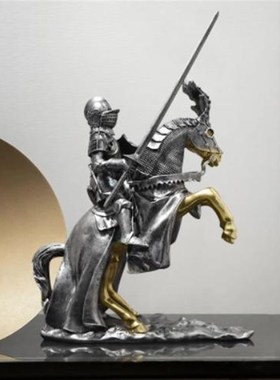 欧洲复古骑士摆件电视柜酒柜办公室装饰罗马盔甲士兵模型家居饰品