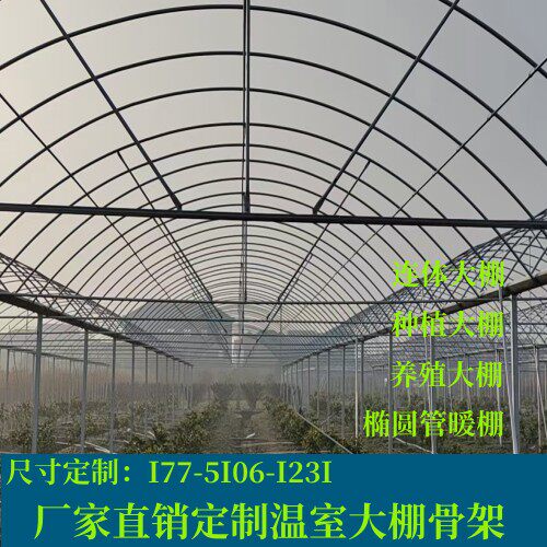 蔬菜种植温室大棚骨架钢管椭圆管保温养殖半坡暖棚连体猪舍牛圈
