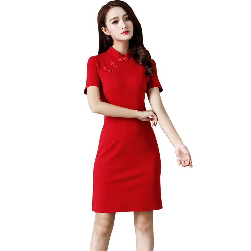 旗袍女夏季2021新款复古简约大方显瘦年轻短款日常改良旗袍连衣裙