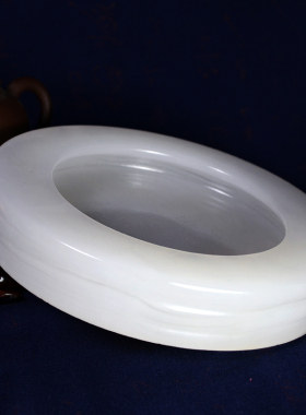 天然玉石烟灰缸 大号中式办公室客厅书房装饰烟灰缸 送礼佳品