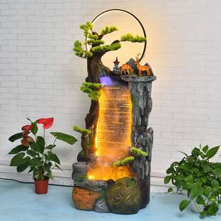 意木水桩流摆件东南亚办公水室创装饰树脂景商OID务礼品乔迁开业