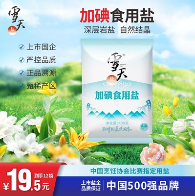 雪天绿色加碘精制盐400g食用盐