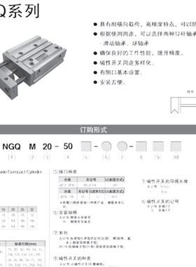 替TPC带导杆三轴NGQL气缸NGQM 1 20  32   3  100-WH