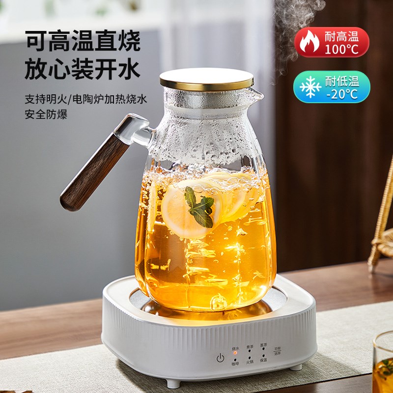 冷水壶家用凉水壶大容量玻璃水壶耐高温白开水杯套装高颜值果汁壶
