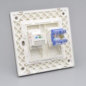 深灰色双口网络电话信息面板二位千兆六类电脑网口语音插座1网1电