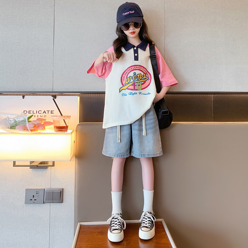 女童夏季牛仔短裤2024新款童装洋气外穿五分裤子薄中大儿童阔腿裤