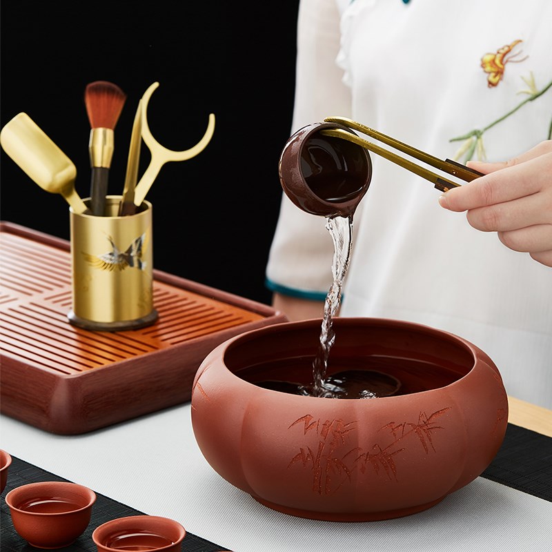 黄铜茶道六君子套装功夫茶具配件泡茶用品大全茶夹茶刀勺高档家用