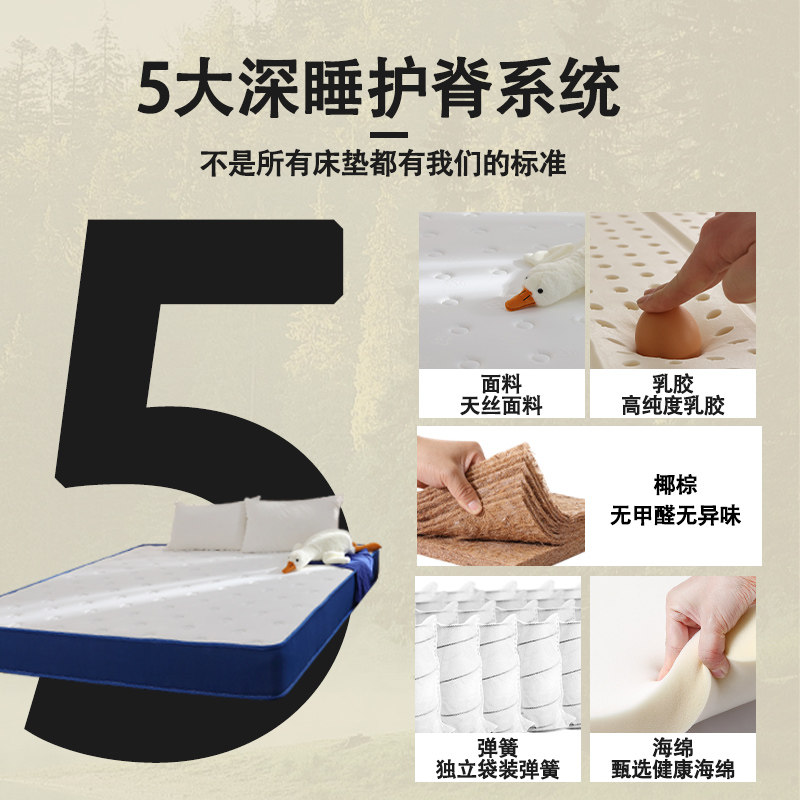 卷包床垫弹簧家用席梦思20cm厚护脊硬垫椰棕乳胶盒子蓝色压缩1.8m,住宅家具,弹簧床垫,淘宝优惠券,粉丝福利购,淘宝优惠卷