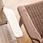 马鞍椅北欧实木复古单人沙发民宿酒店中古绳编折叠椅子靠背椅藤椅