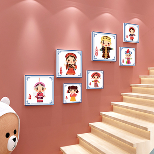 小学幼儿园56个民族环创走廊挂画五十六青花瓷传统文化墙立体墙贴