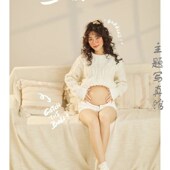白毛衣孕期拍摄全家福拍照衣服 亲子装 儿童摄影服装 影楼拍照时尚