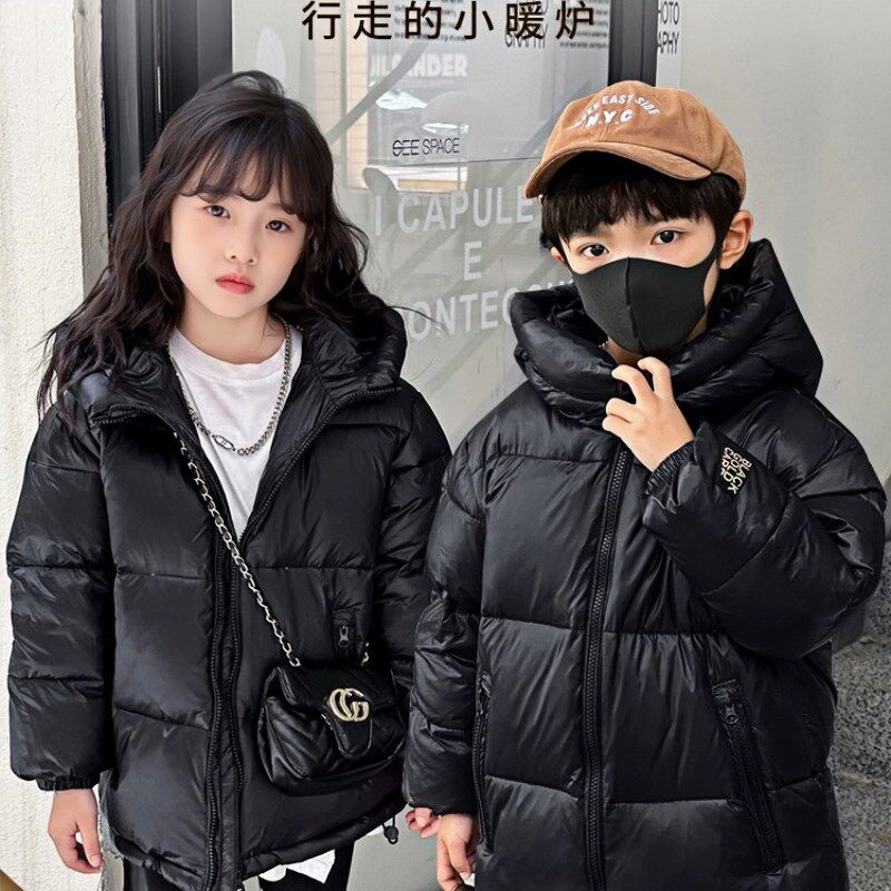 新款黑金儿童羽绒服加厚男女童中大童短款面包服洋气保暖冬季外套