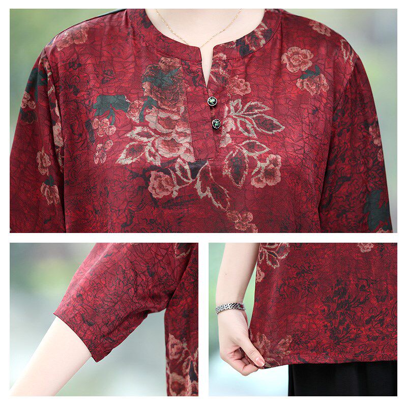 特体加肥加大码200斤中老年女装胖奶奶妈妈装短袖T恤洋气时尚夏装 - 支颐居商城的小店25出品