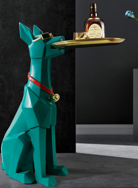 招财狗客厅落地迎宾大型电视柜旁边装饰乔迁新居礼品新房托盘摆件