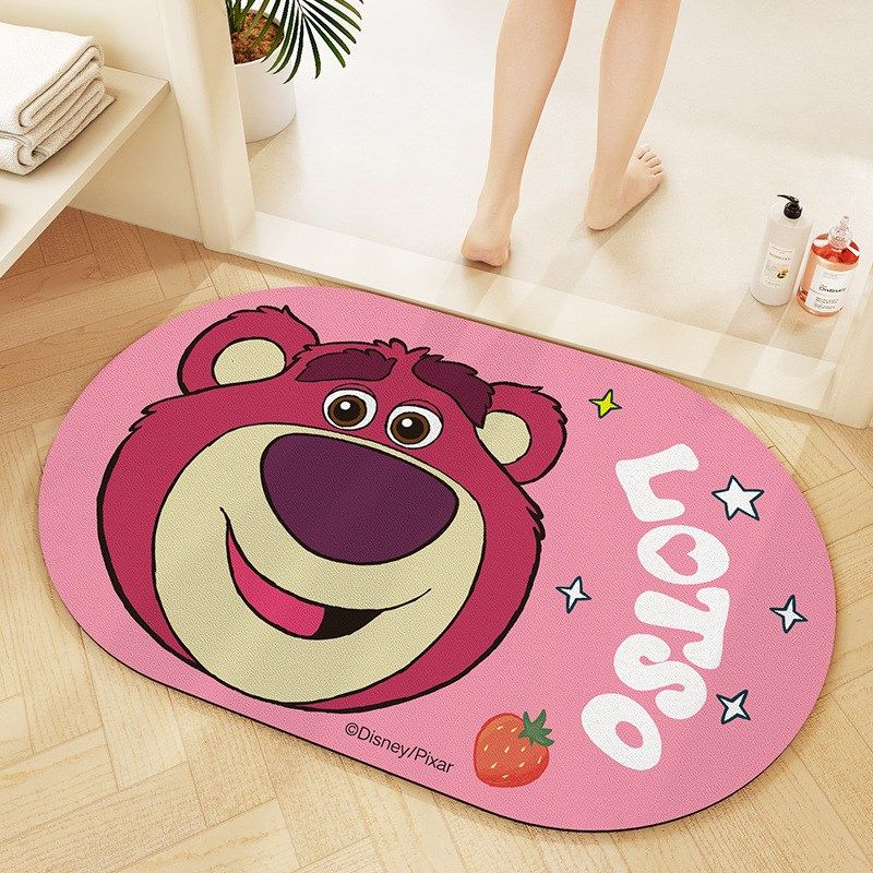 可爱卡通草莓熊卫生间门垫家用浴室防滑垫吸水速干厕所硅藻泥地垫,家庭/个人清洁工具,地垫,淘宝优惠券,粉丝福利购,淘宝优惠卷