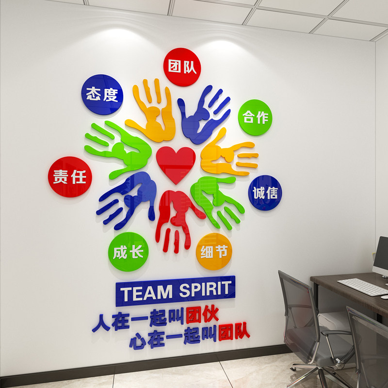 团队风采展示墙办公室公司文化励志标语墙贴贴墙布置激励3D装饰画,家居饰品,文化墙贴,淘宝优惠券,粉丝福利购,淘宝优惠卷