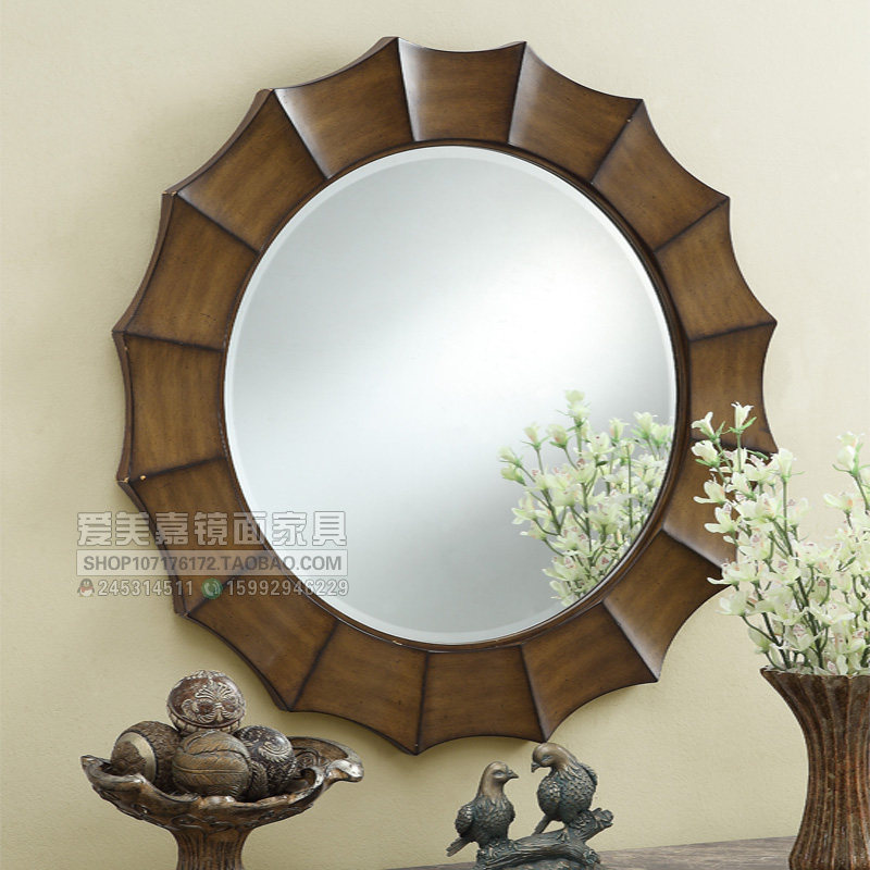 艺术木雕装饰镜壁挂玄关镜壁炉挂画背景墙艺术镜浴室洗漱镜圆定做,住宅家具,化妆镜,淘宝优惠券,粉丝福利购,淘宝优惠卷