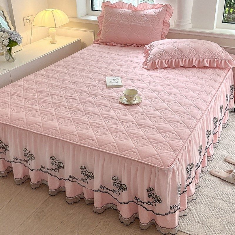 A类可拆卸全夹棉床笠床裙二合一三件套单件床罩带花边床裙防滑套,床上用品,床裙,淘宝优惠券,粉丝福利购,淘宝优惠卷