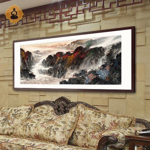 泼墨山水画国画水墨画一帆风顺鸿运当头办公室客厅装饰画中式挂画