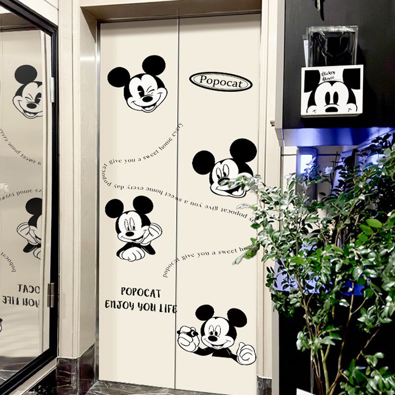 米奇电梯门贴纸入户门美化贴膜自粘防水门贴装饰推拉门高级感贴画,家居饰品,门贴,淘宝优惠券,粉丝福利购,淘宝优惠卷