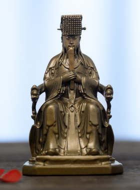复古文昌帝君神像文曲星摆件供奉雕像精致小号黄铜像书房桌面装饰